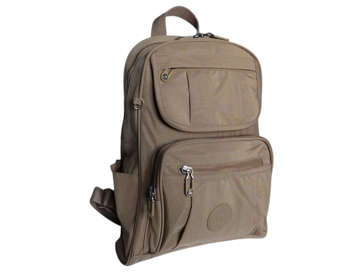 City Women's Shoulder Backpack, 9 Pockets, Comfortable with Material, Dark Beige Packaging status original