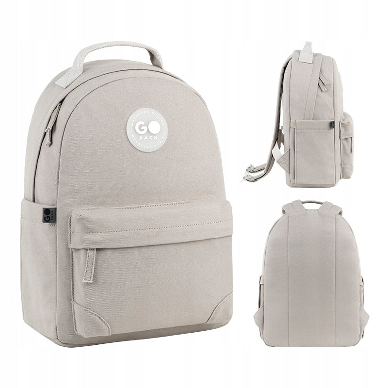 City backpack for teenagers beige single compartment school backpack GoPack
