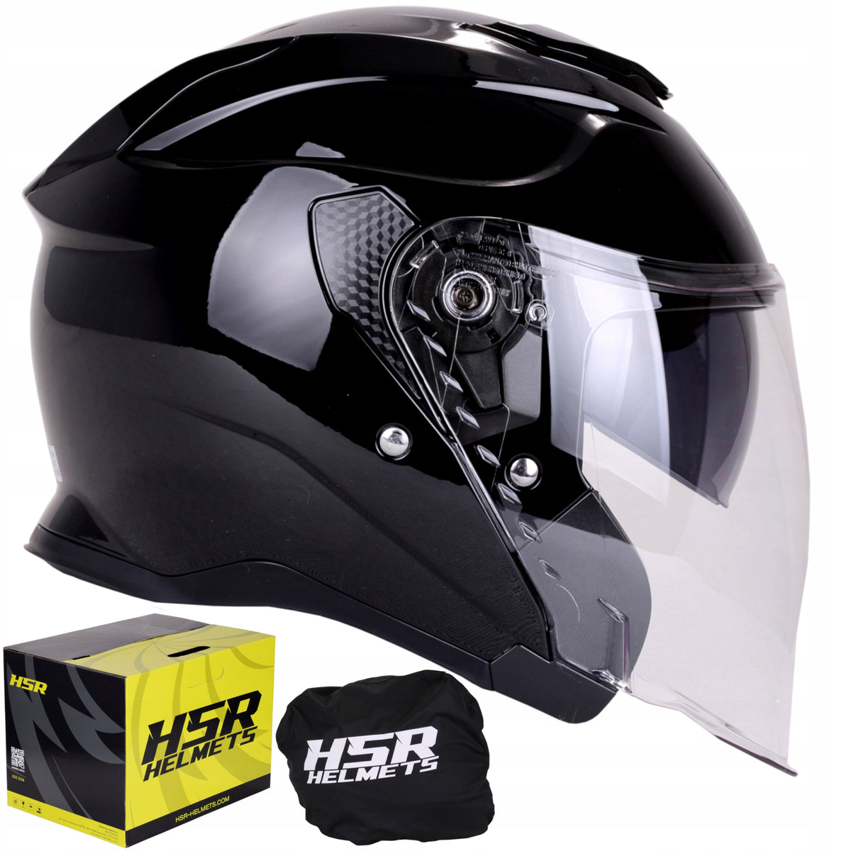City helmet jet black gloss HSR HS835 blend fast for scooter motor