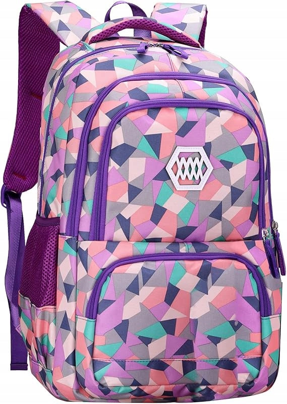 City hiking backpack school roomy geometric print