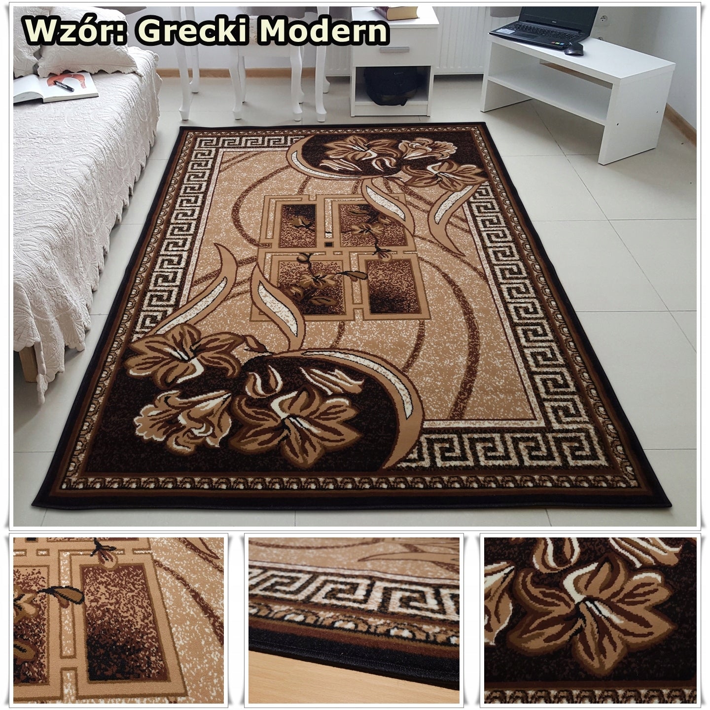 Classic Carpet 200x300 Shiraz Grey Brown for Living Room Good Woven Length 300 cm