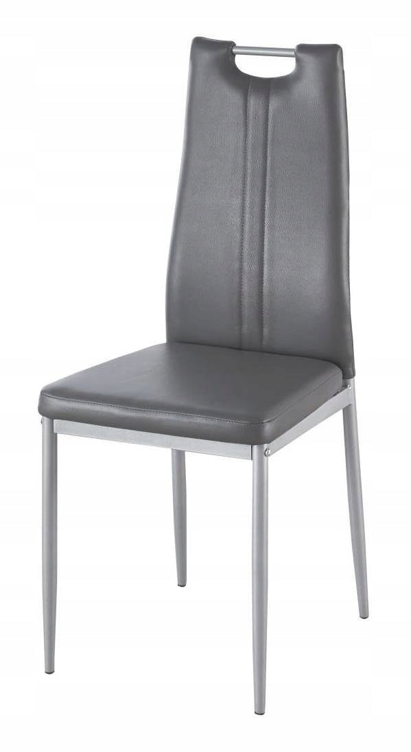 Classic VICTOR Chair - Grey with Eco Leather, Steel Legs for Living Room and Office
