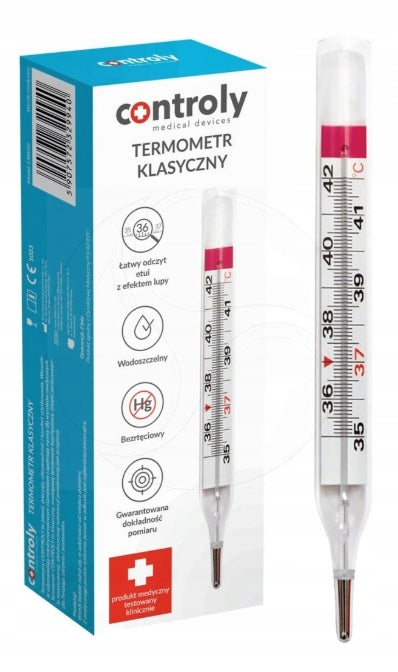Classic thermometer Hydrex glass mercury-free accurate fast straight