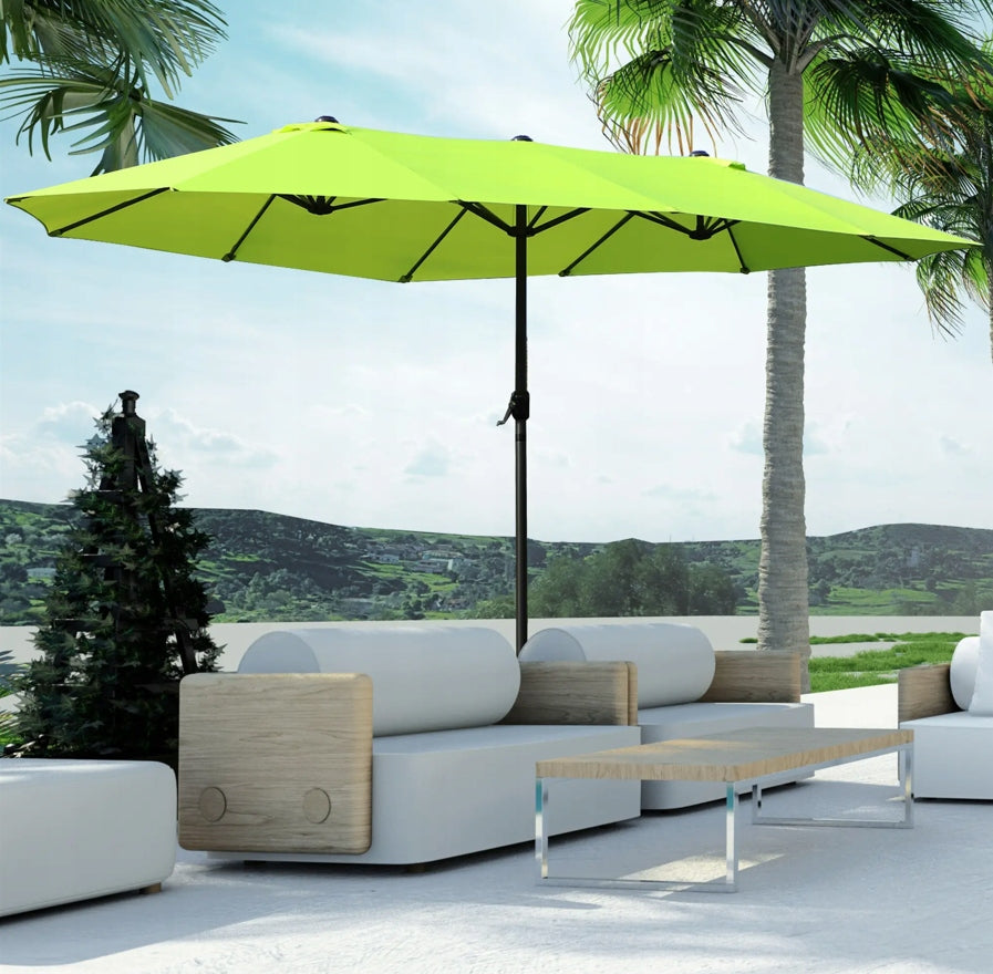 Classic umbrella Outsunny beige 460 x 240 cm green celadon