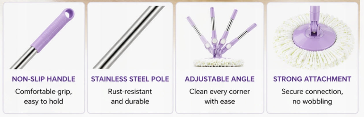 Clean Twist Mop Ergo Kit, Rotary Mop 360° Purple Colors