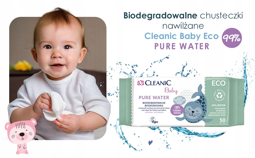 Cleanic Eco Pure Baby Wet Wipes 99% Water Brand Cleanic