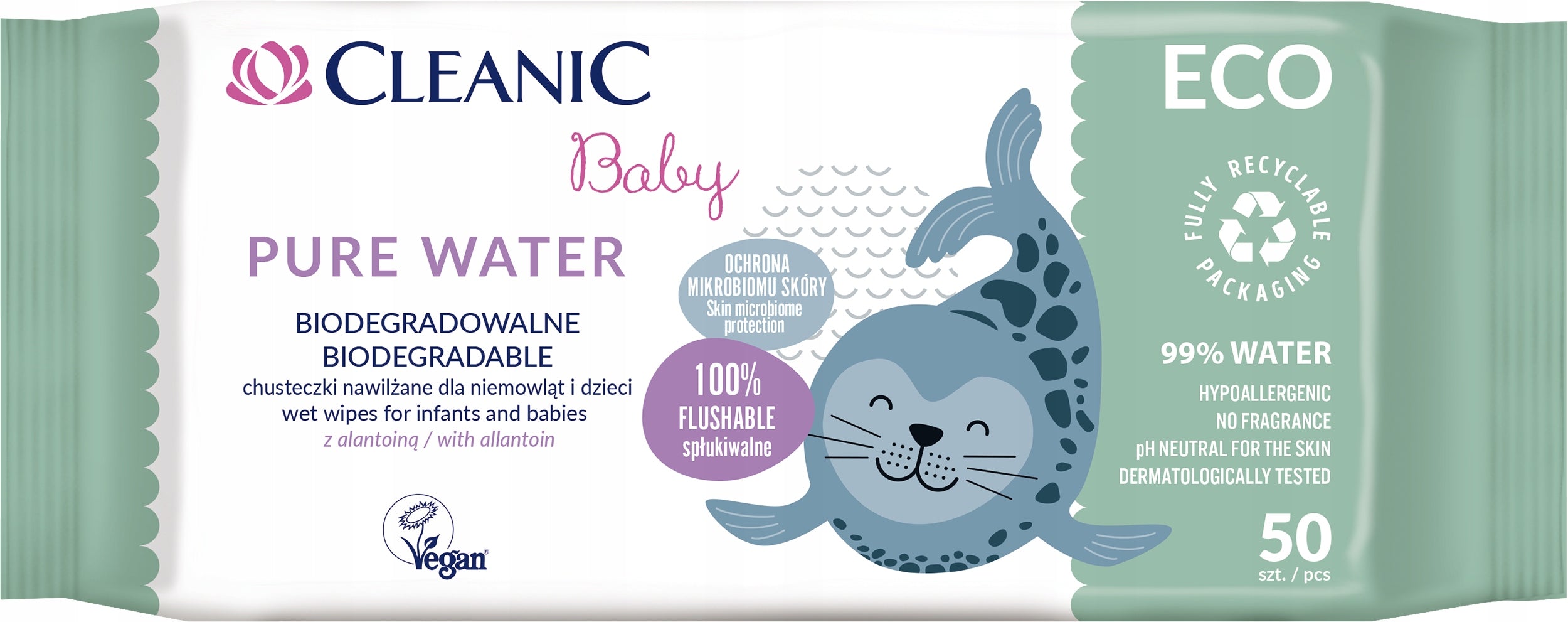 Cleanic Eco Pure Baby Wet Wipes 99% Water