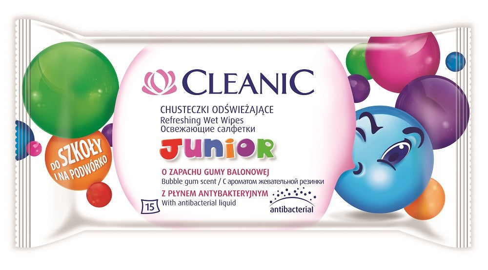 Cleanic Junior Balloon Rubber Refreshing Wipes 15 Pack Brand Cleanic