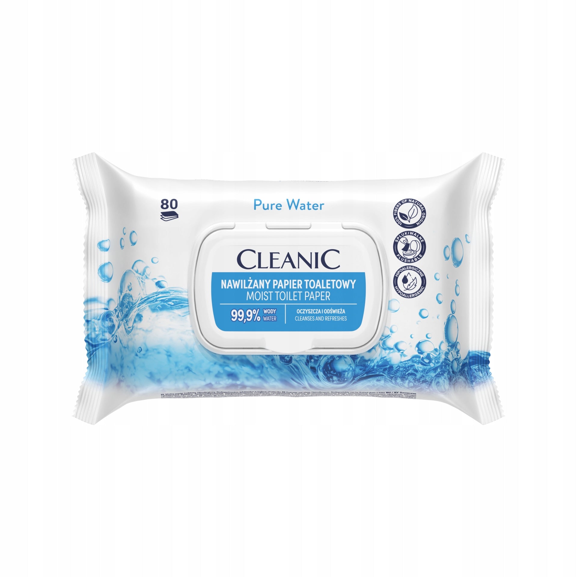 Cleanic Pure Water Toilet Wet Paper 80 Pack