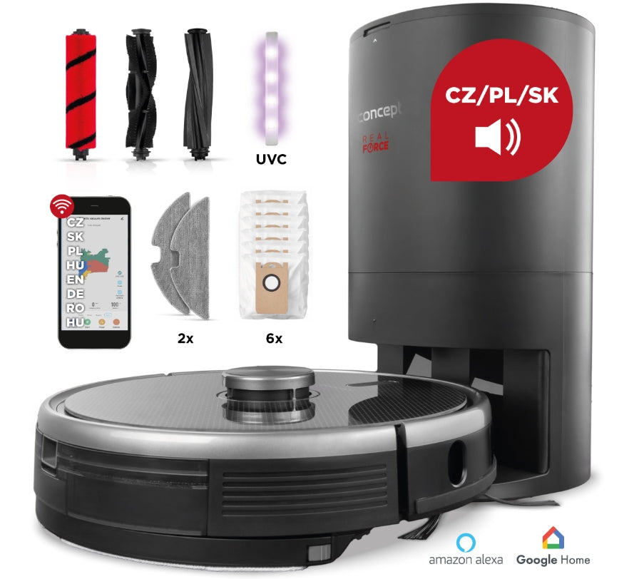 Cleaning robot with mopping Concept VR3520n 3in1 Rooplan docking station