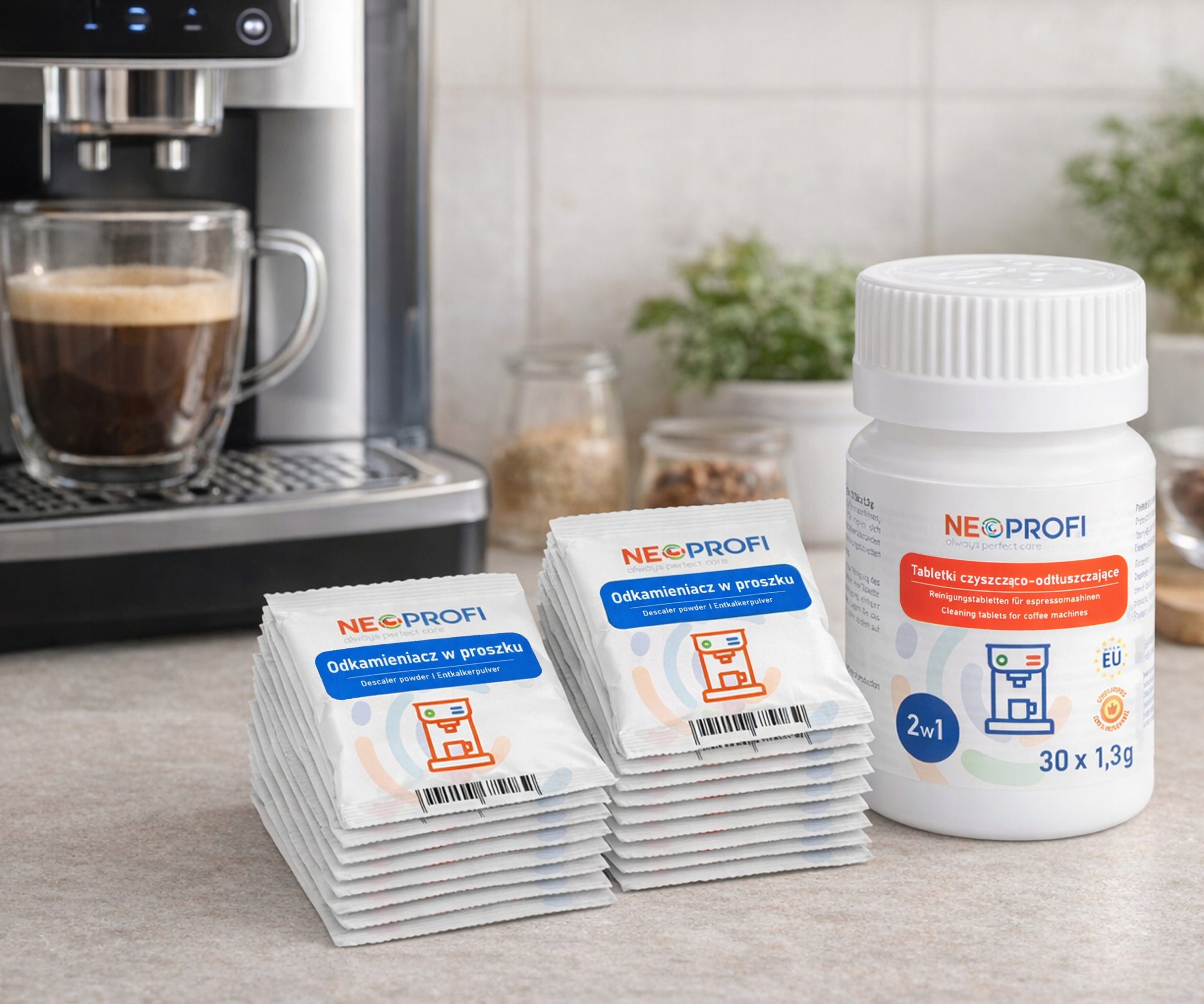 Cleaning tablets 30pcs + descaling sachets for coffee machines Brand NeoProfi