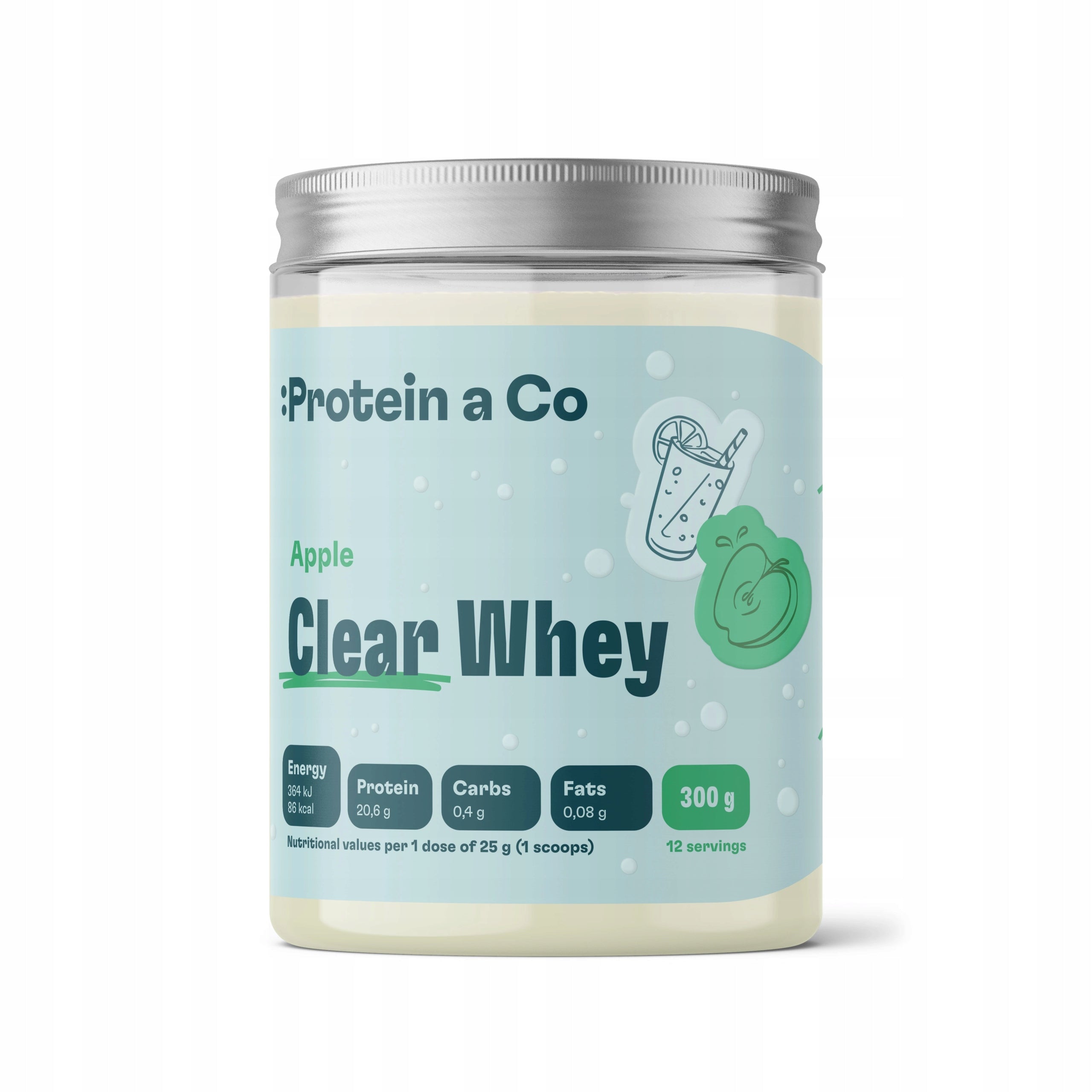 Clear Whey Protein Isolate - 300 g, FLAVOR: Apple