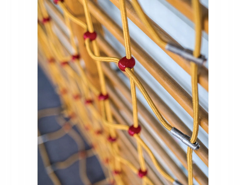Climbing net made of thick wire rope with strong connections