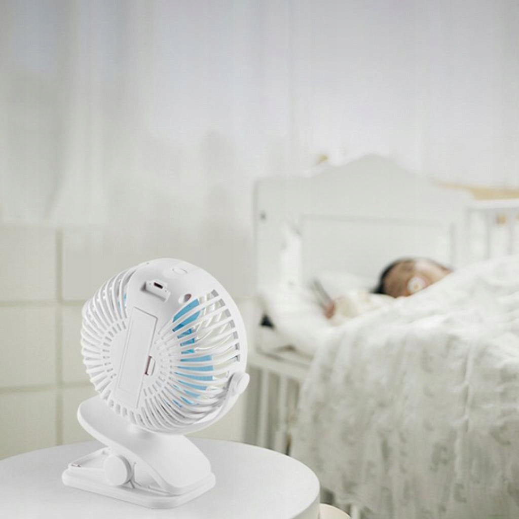Clip On Fan Strong Wind USB fan Quiet Low Noize for Dorm Office Sky Blue Notified body number 9999