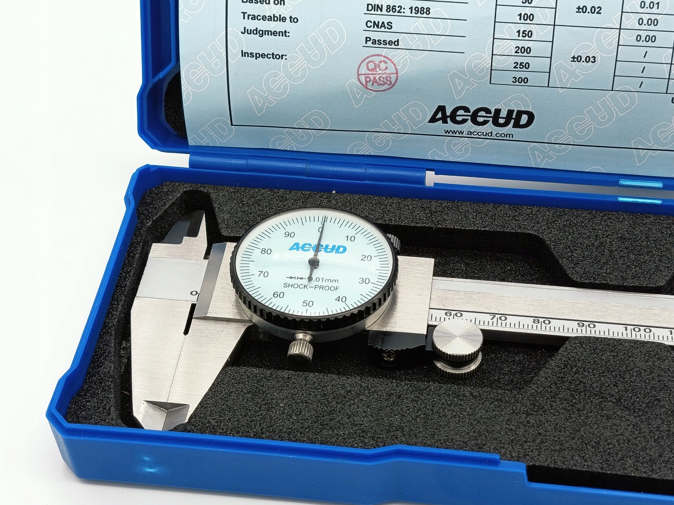 Clock Caliper 0-150 mm 0,01 Shockproof Accurate Calibrated ACCUD Measurement accuracy 0.03 +/- mm