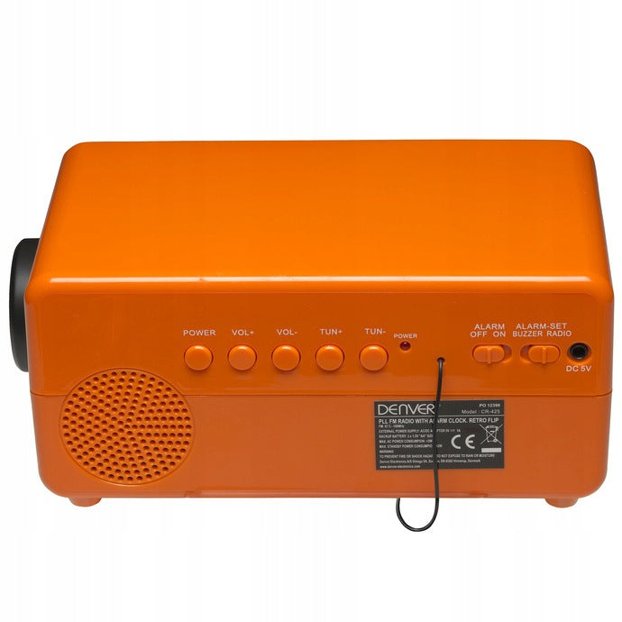 Clock radio retro alarm Denver orange Model CR-425