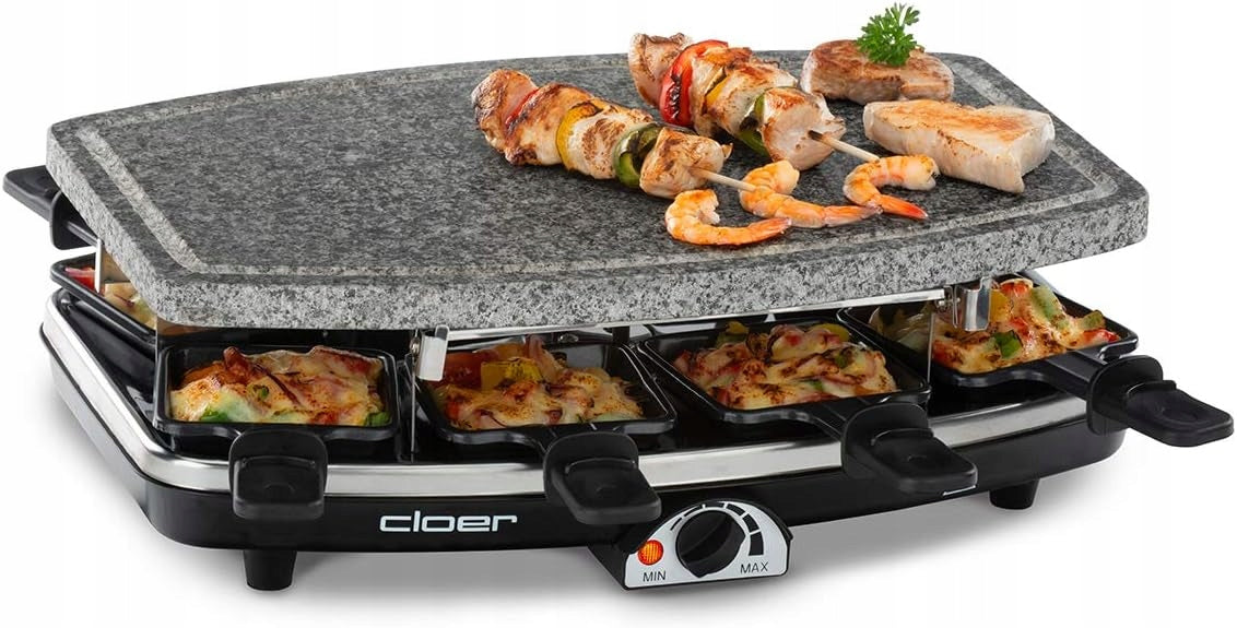 Cloer Grill Raclette 6430 Natural Stone 8 Griddles 1200W