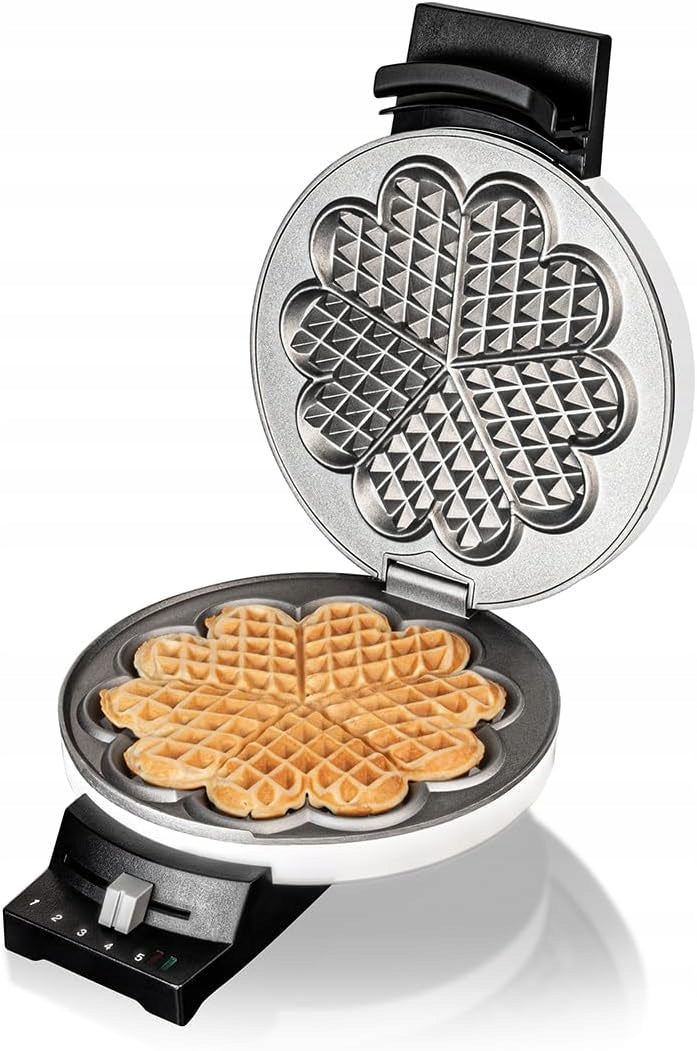 Cloer waffle iron heart 16cm 930W white non-stick step adjustment Model 171