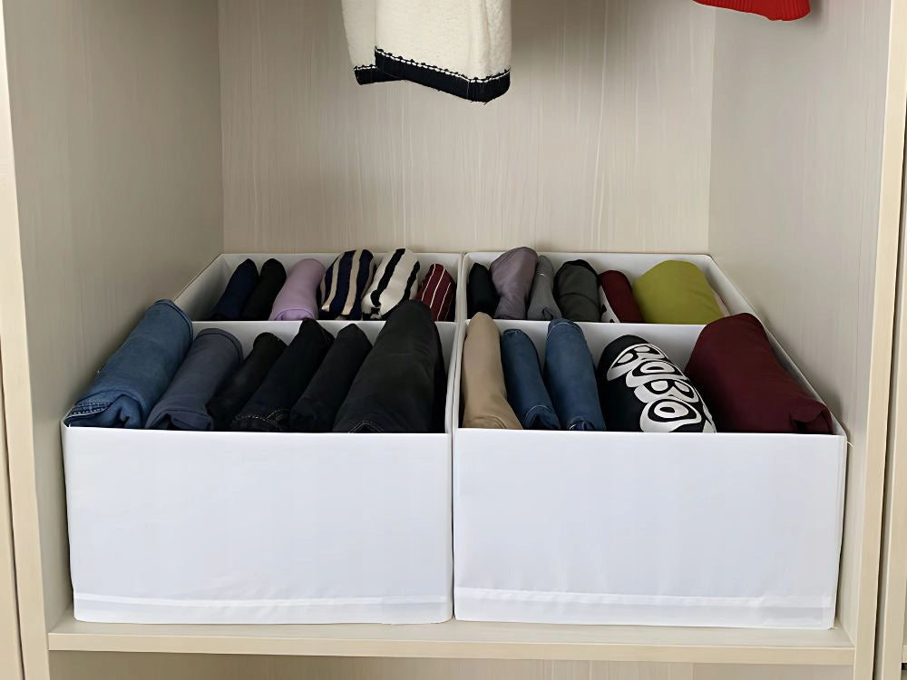 Closet Drawer Organizer for Underwear Socks Clothes with Compartment White Manufacturer code 27383_B
