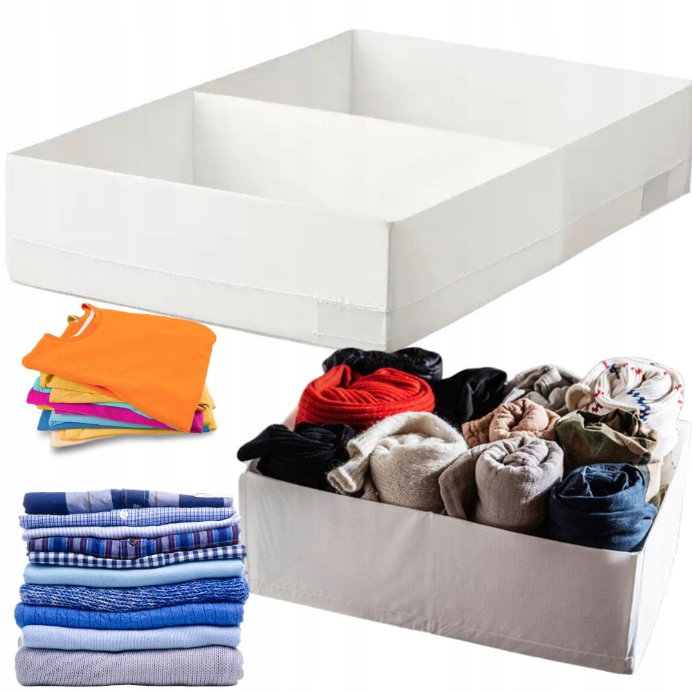 Closet Drawer Organizer for Underwear Socks Clothes with Compartment White