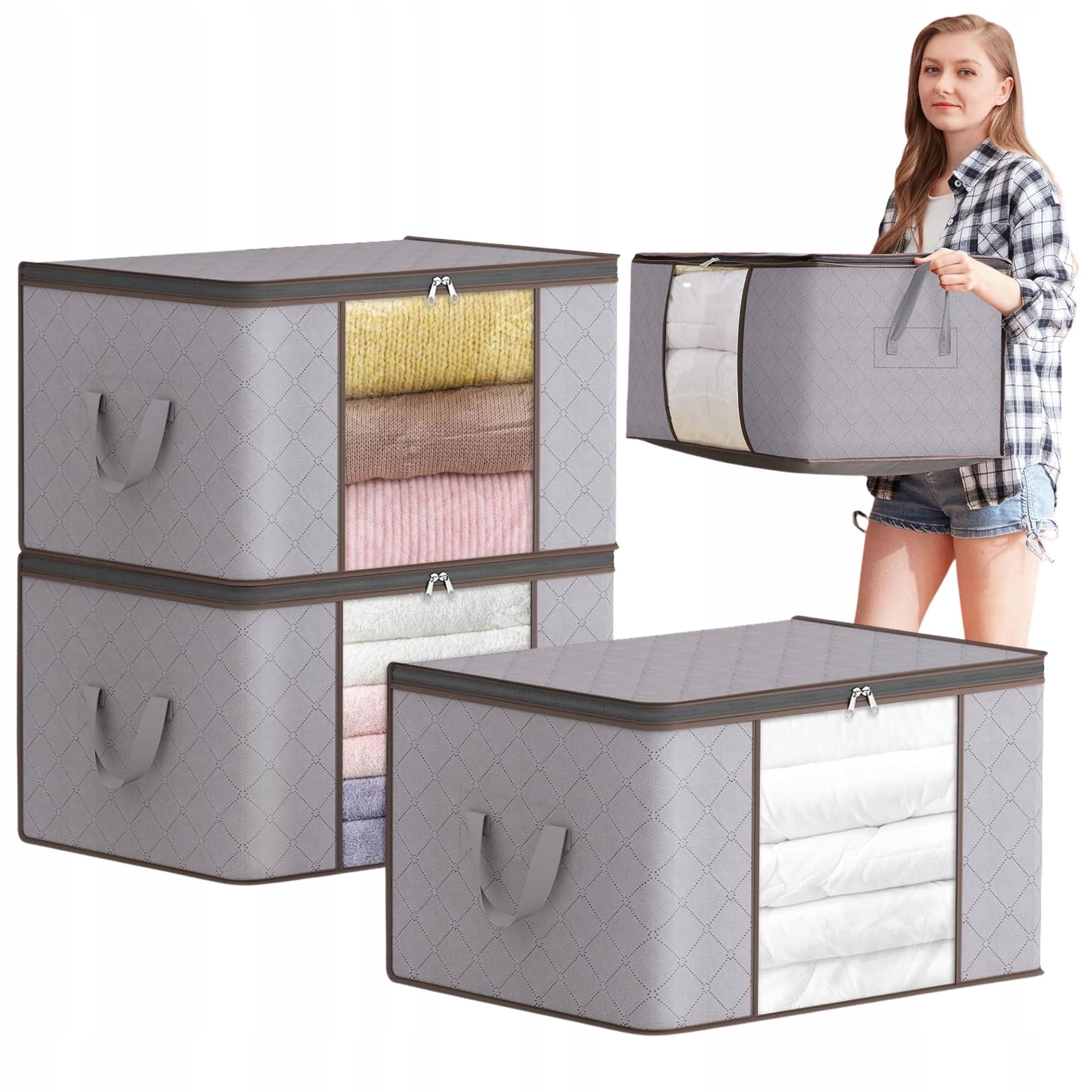 Closet Organizers 3 Pcs Waterproof Zippers with Clothes Holders Blankets