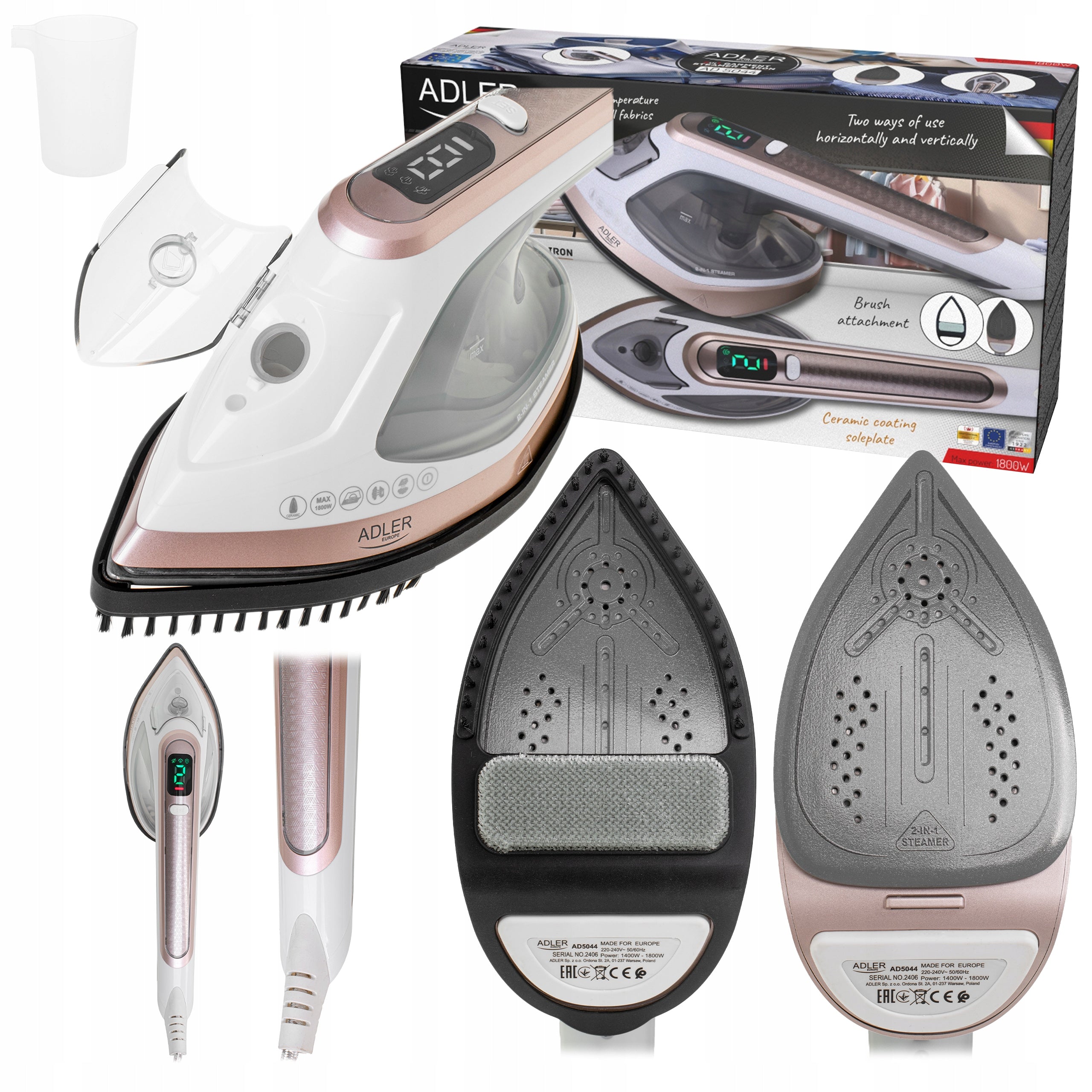 Clothes Steamer Steam Iron 2in1 Steamer 1800W Ceramic LED Foot Packaging status original