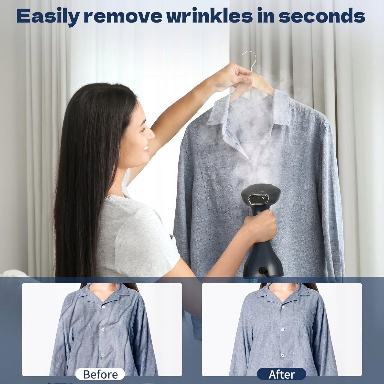 Clothes steamer 1800W 28g/min 260ml vertical horizontal folding Model 722DE-0015