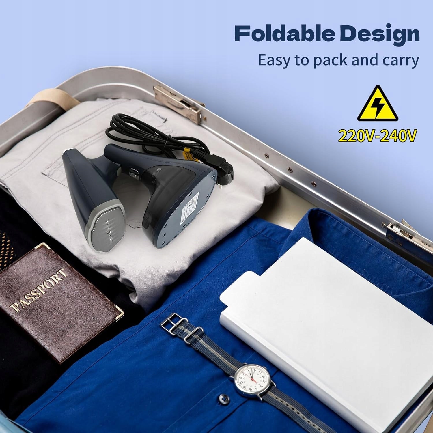 Clothes steamer 1800W 28g/min 260ml vertical horizontal folding Water tank capacity 250 ml