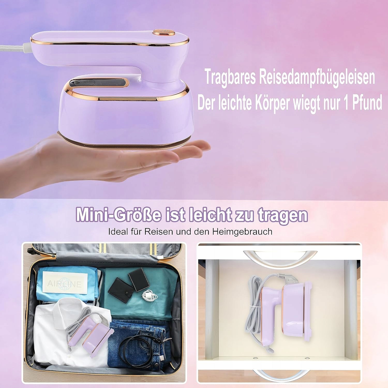 Clothes steamer Foldable Travel Steam iron 2-in-1Wet & Dry Mode Portable Brand no brand