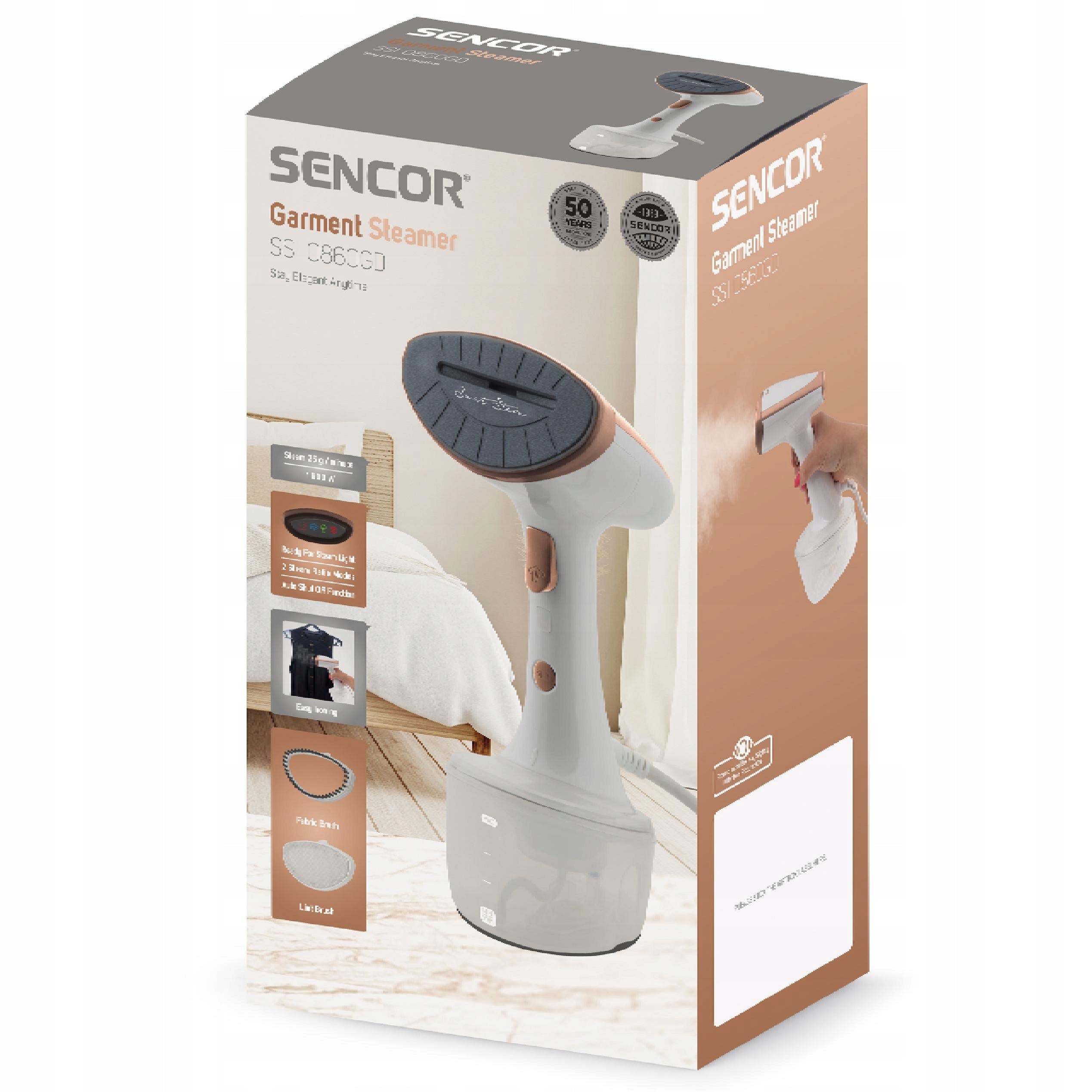 Clothes steamer STEAMER 1600W 25g/min Drip-Stop gold Sencor SSI0860GD Packaging status original