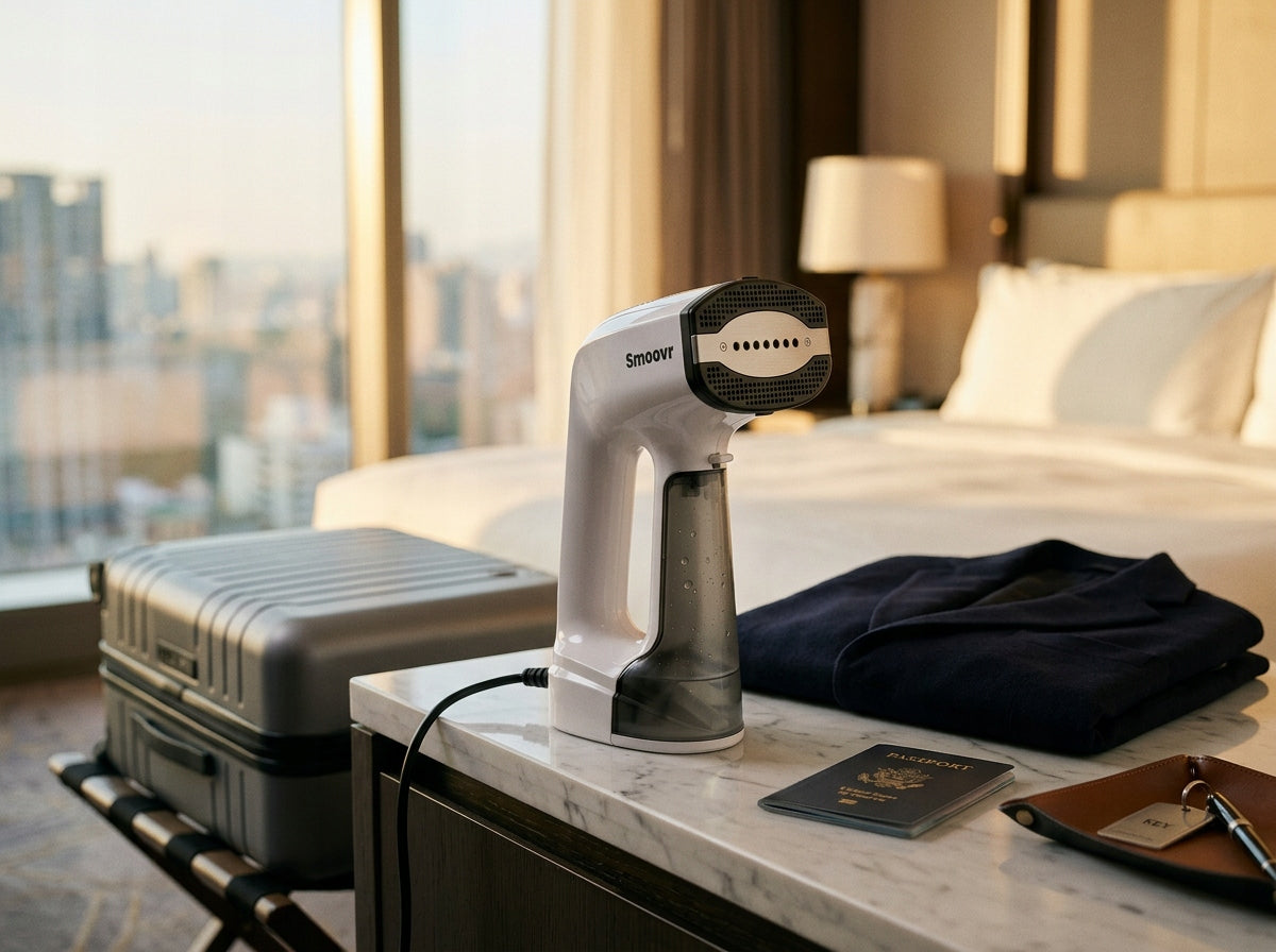 Clothes steamer Smoovr 1300W fabric suction 2500Pa travel Steamer Dominant color white