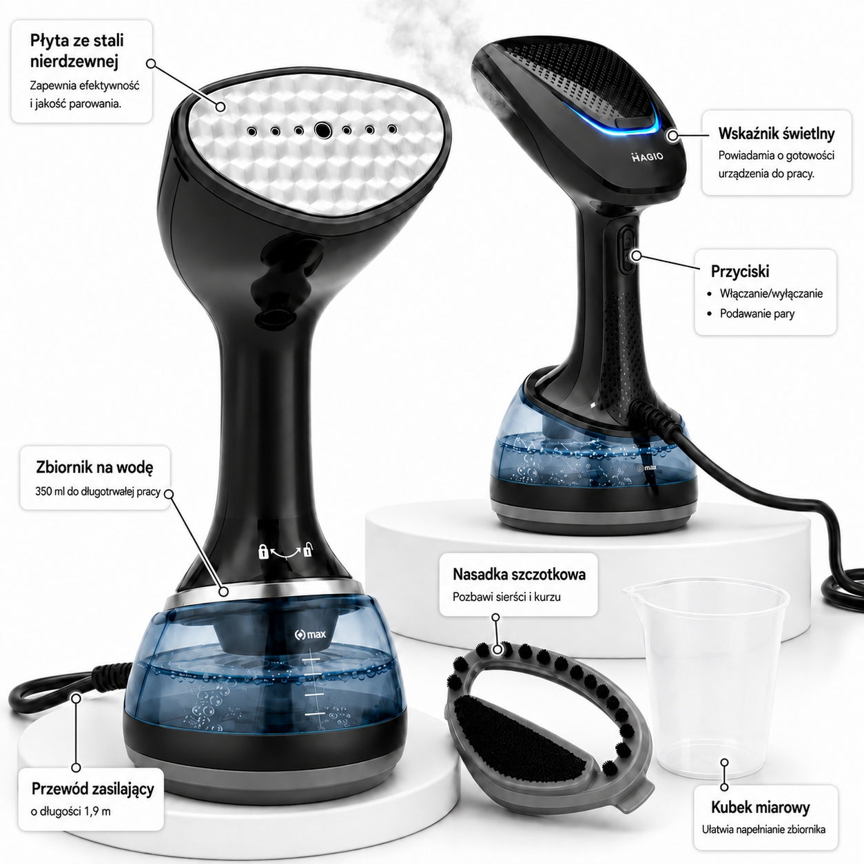 Clothes steamer /Steamer MAGIO 1700W – manual, 40 g/min, auto-off, 350ml Brand MAGIO