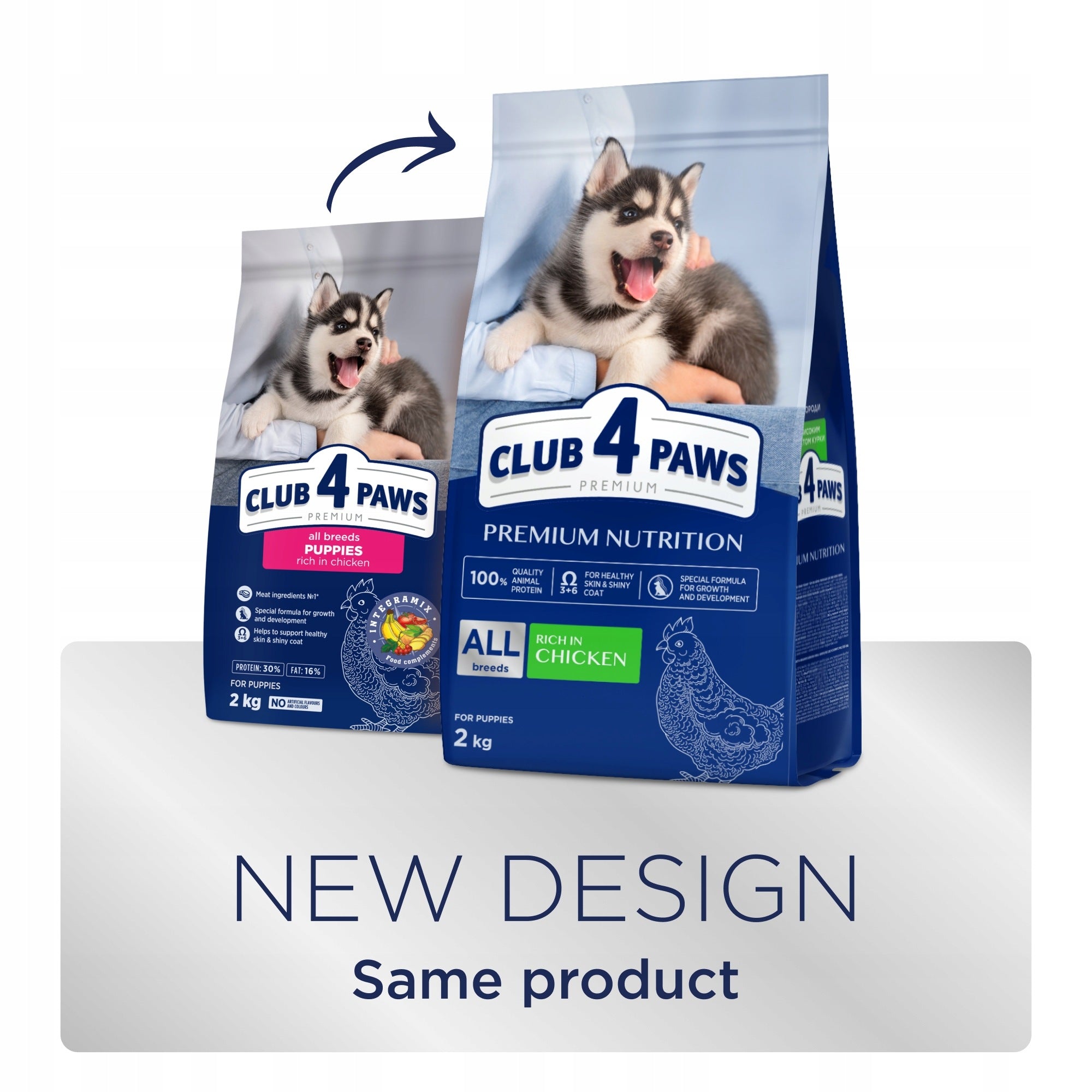 Club 4 Paws Premium Puppy Dry Dog Food Chicken 2kg Packaging status original