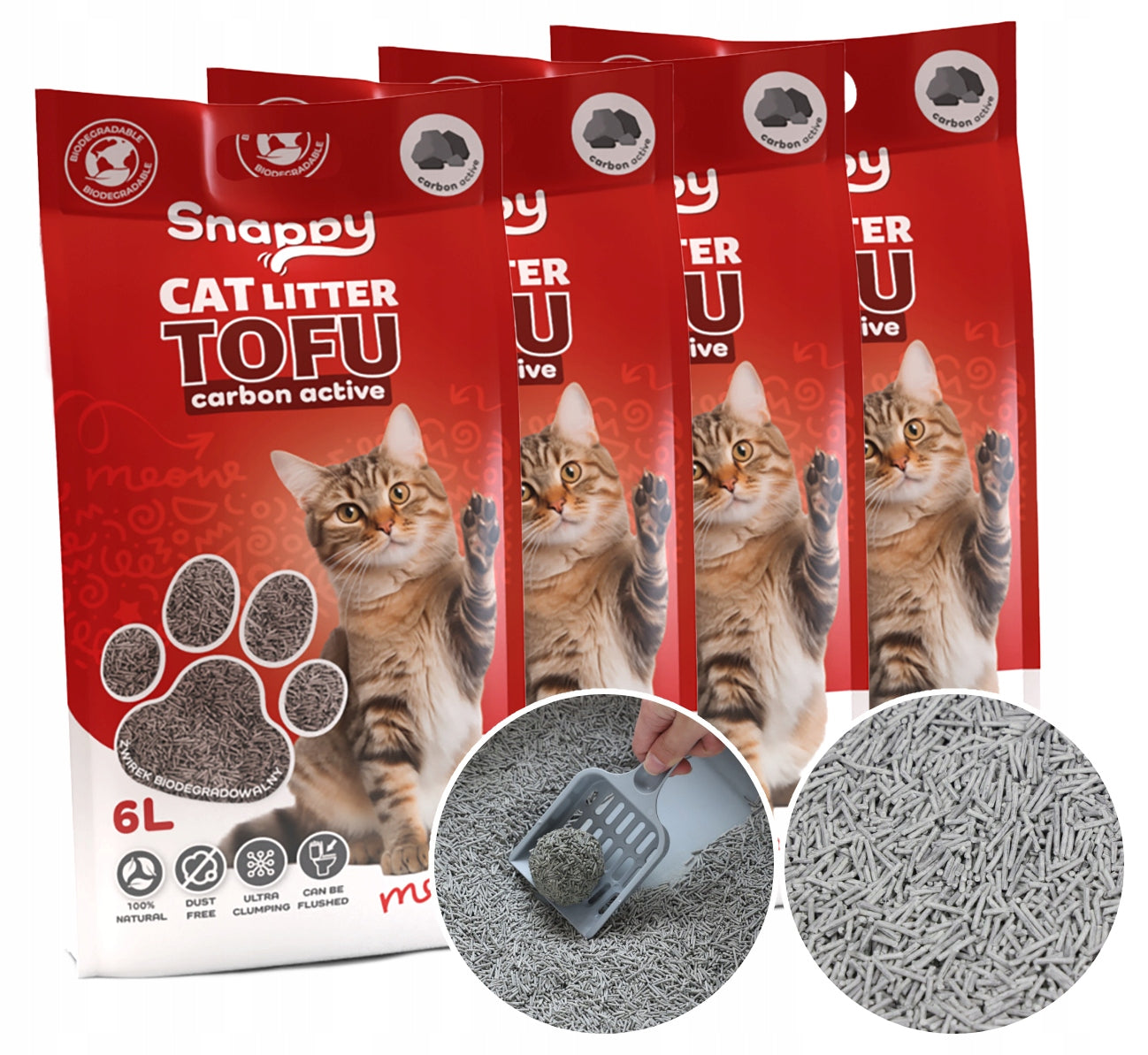Clumping tofu with activated carbon biodegradable 10kg SNAPPY