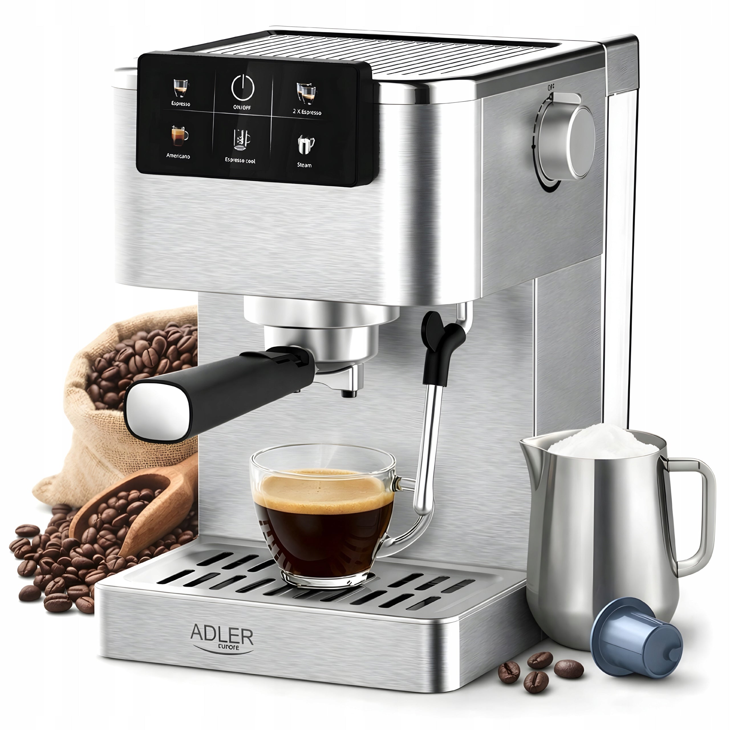 Cob Pressure Coffee Maker Powerful 20 Bar LCD Thermoblock Foamer