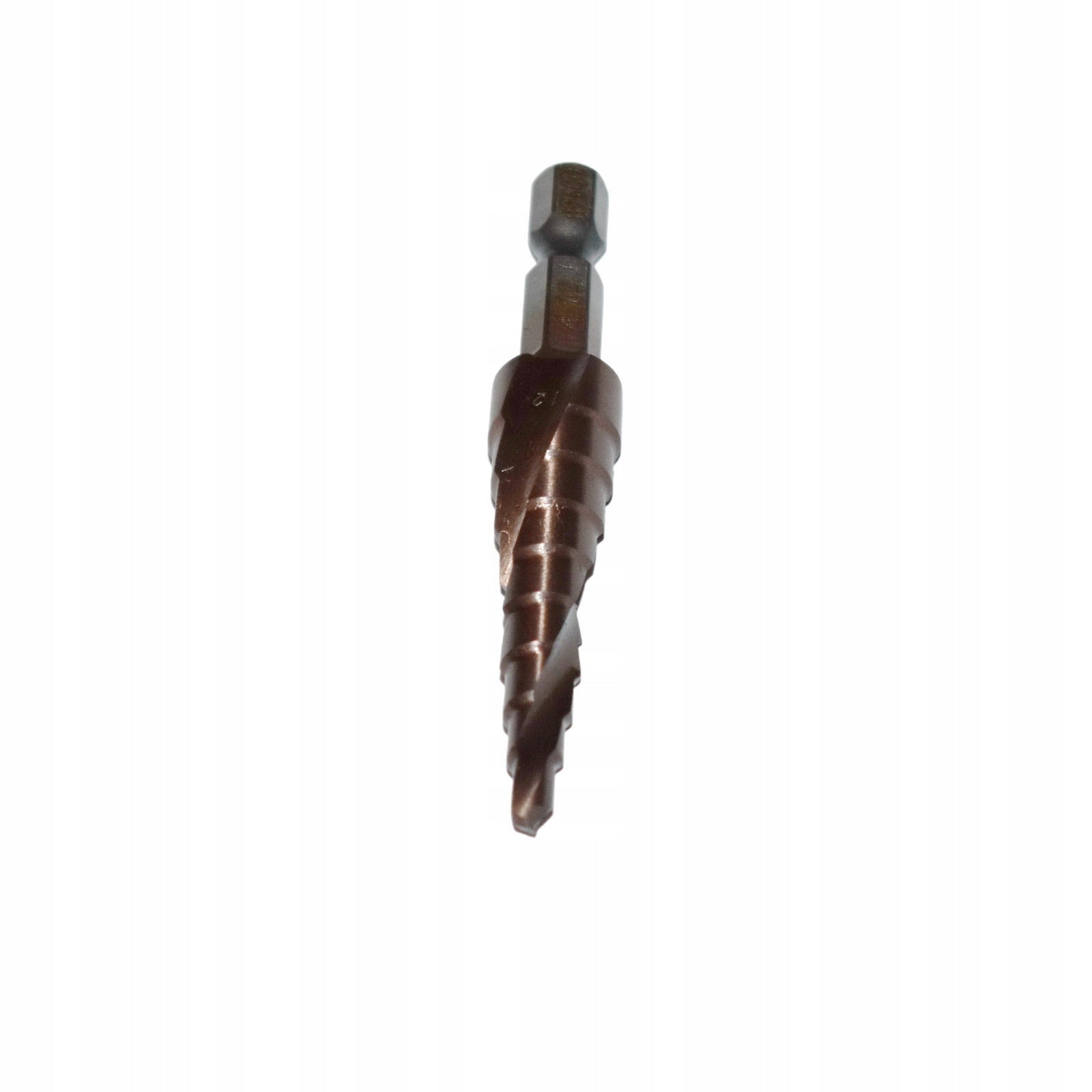 Cobalt step spiral drill bit 4-12 mm. HSSCo - conical, 9 degrees. Mounting type cylindrical