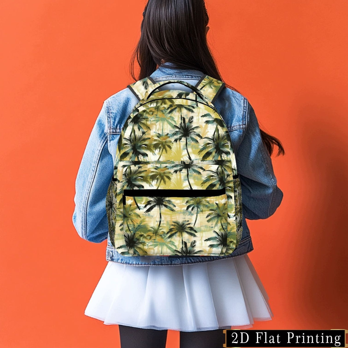 Coconut Tree Print Student Backpack, Hand Washable, Stylish iPad/Laptop Bag, Large