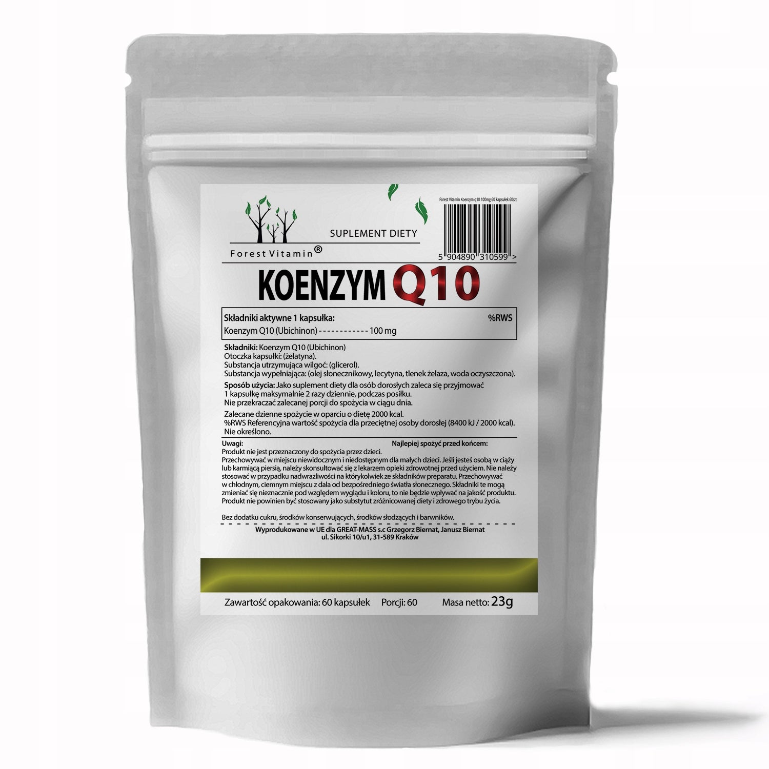 Coenzyme Q10 Ubiquinone 100 mg Oil capsules Forest Vitamin 60 kaps0 Name Pure Coenzyme Q10