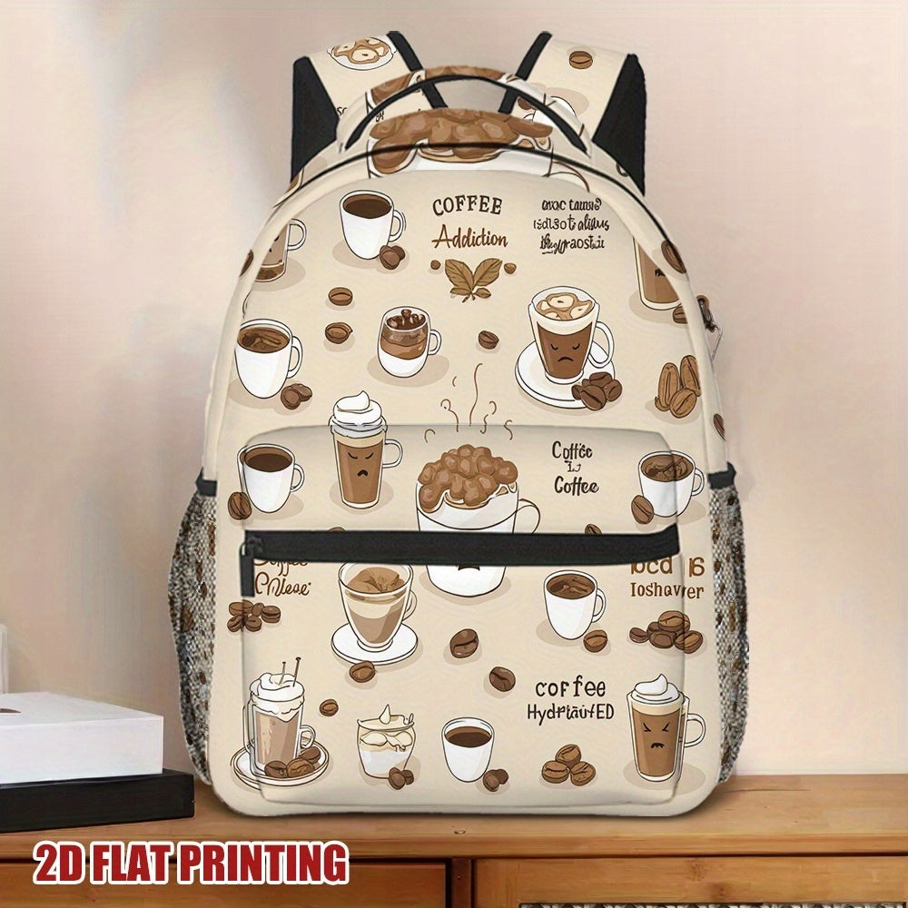 Coffee Lover School Travel Backpack with Adjustable Straps - Ample Storage