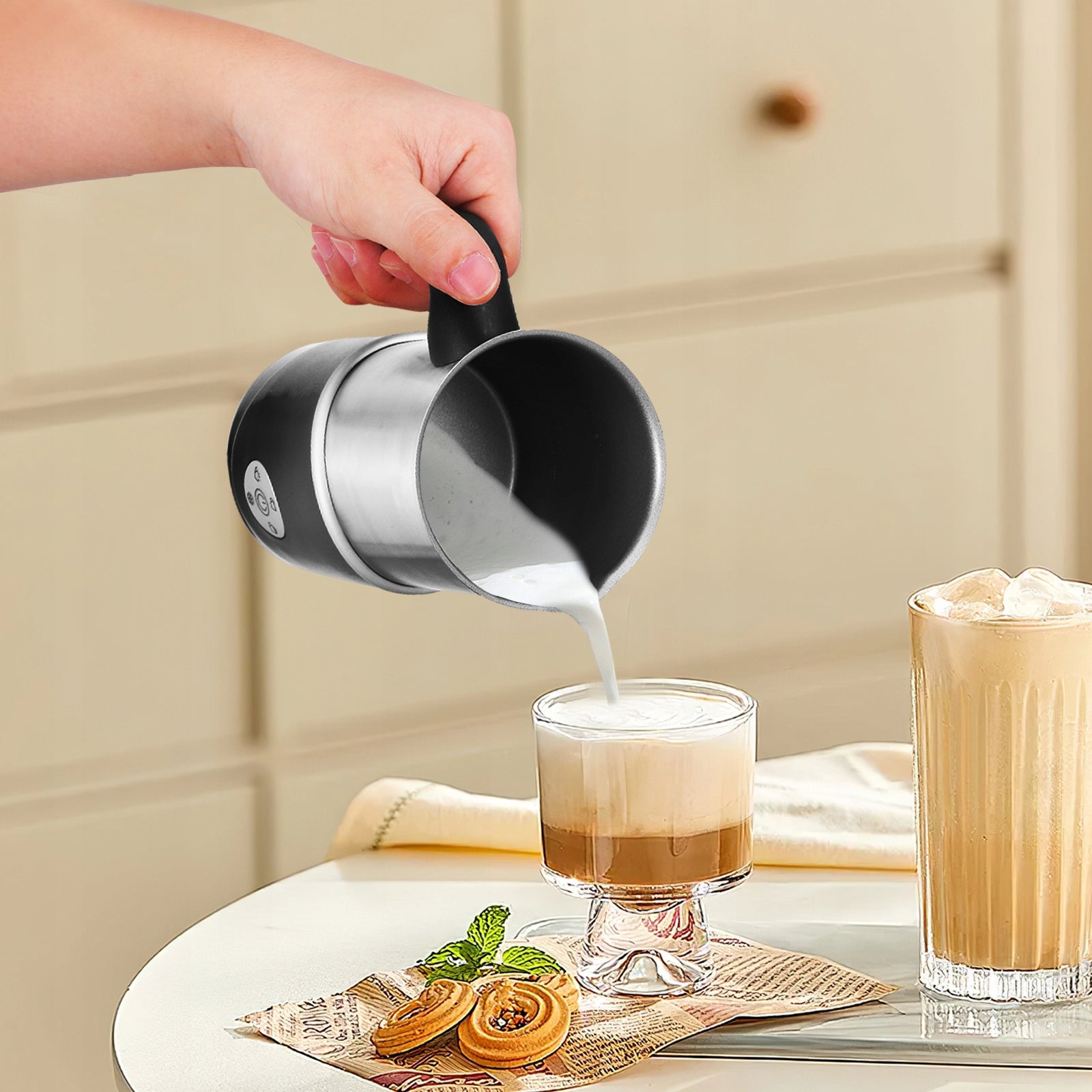 Coffee Milk frother Ruhhy 500W 4in1 LED Display BPA FREE Model Milk Frothers