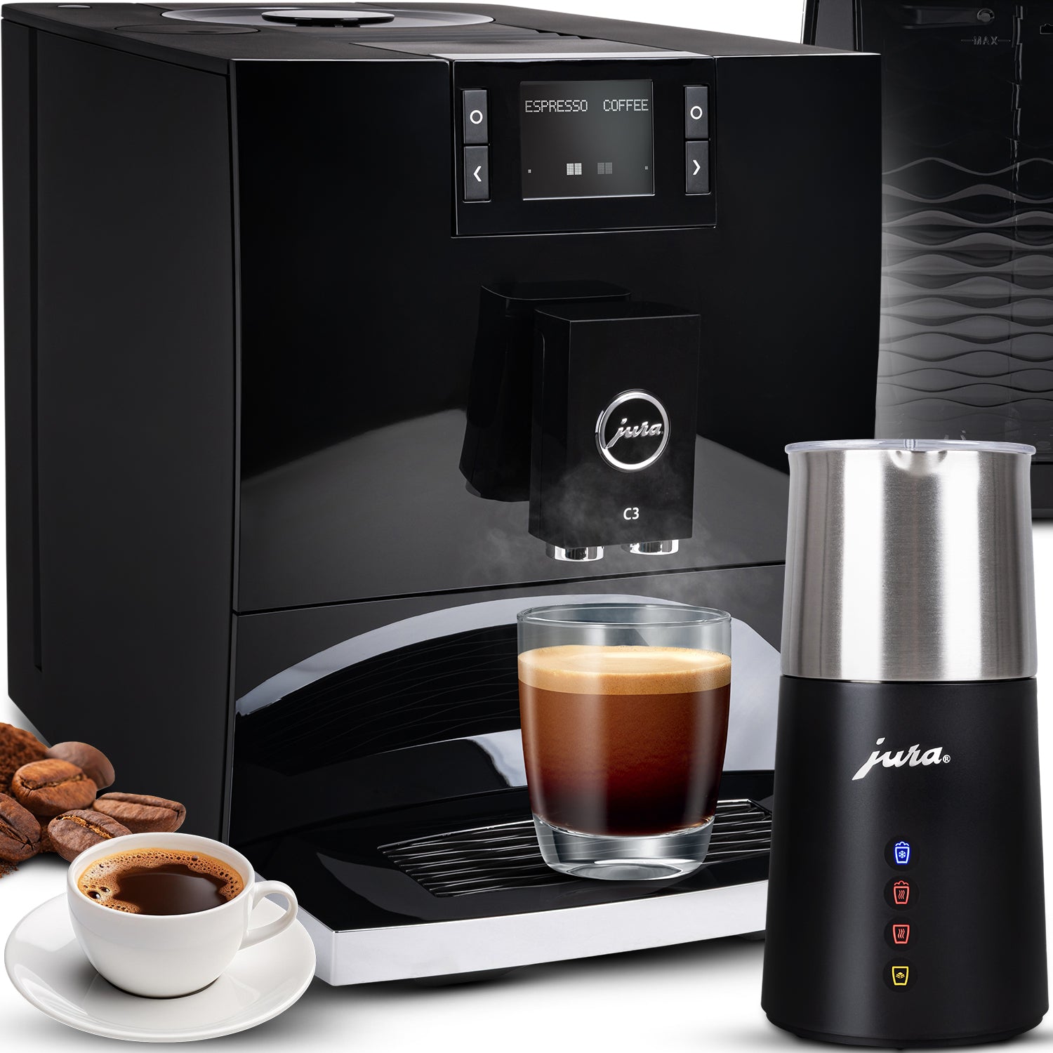 Coffee maker JURA C3 Black 1450 + MILK FROTHING DEVICE FREEBIE