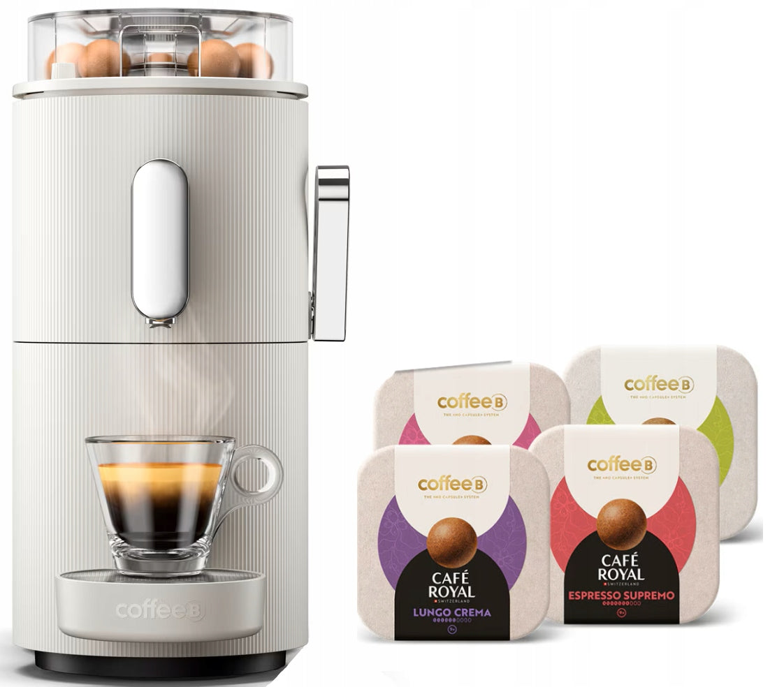 CoffeeB Globe Coffee Maker + 4 Free Coffee Ball Packs White