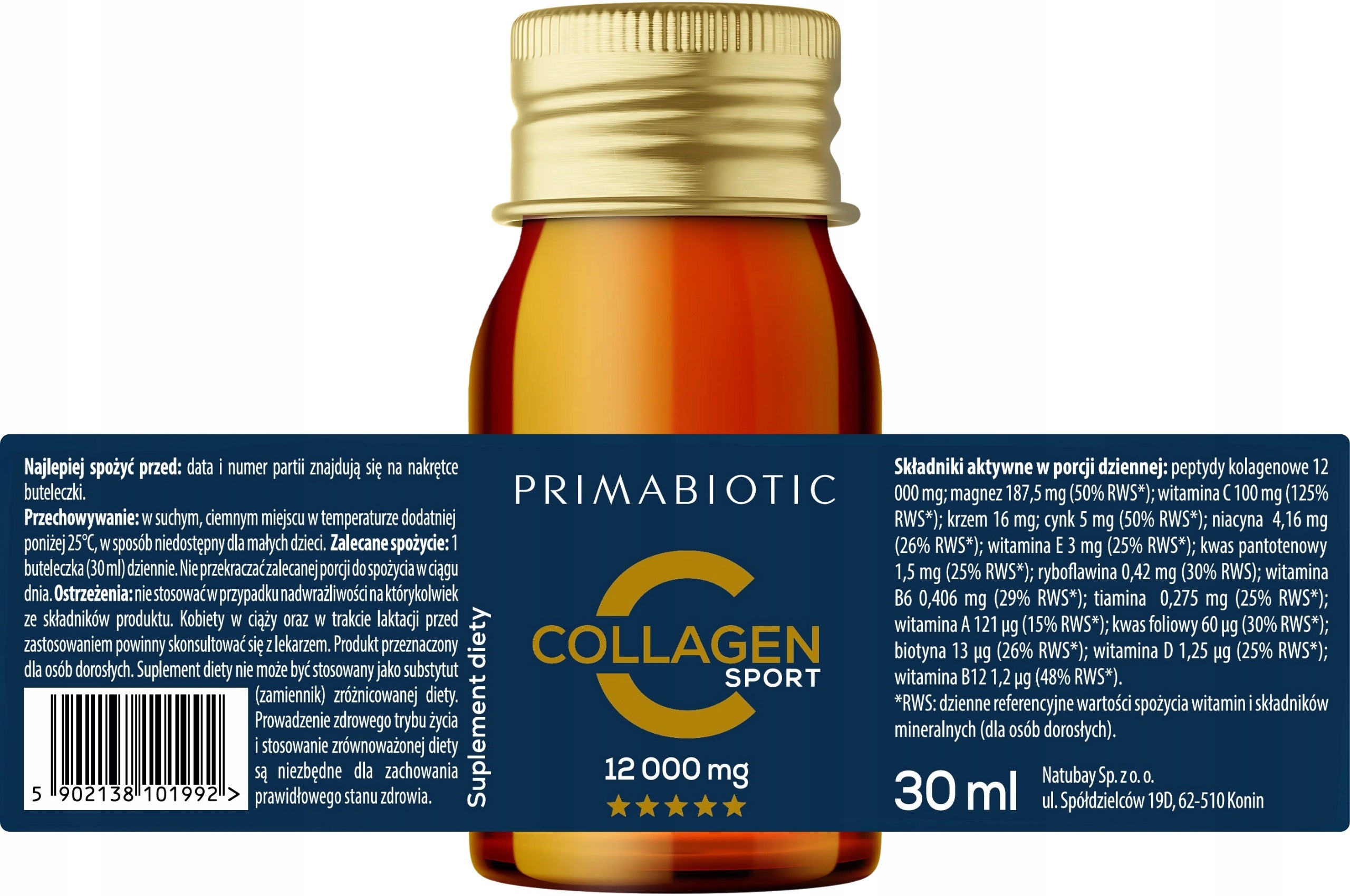 Collagen Liquid Joint Supplement PRIMABIOTIC COLLAGEN SPORT MAGNESIUM ZINC 12000mg Packaging status original
