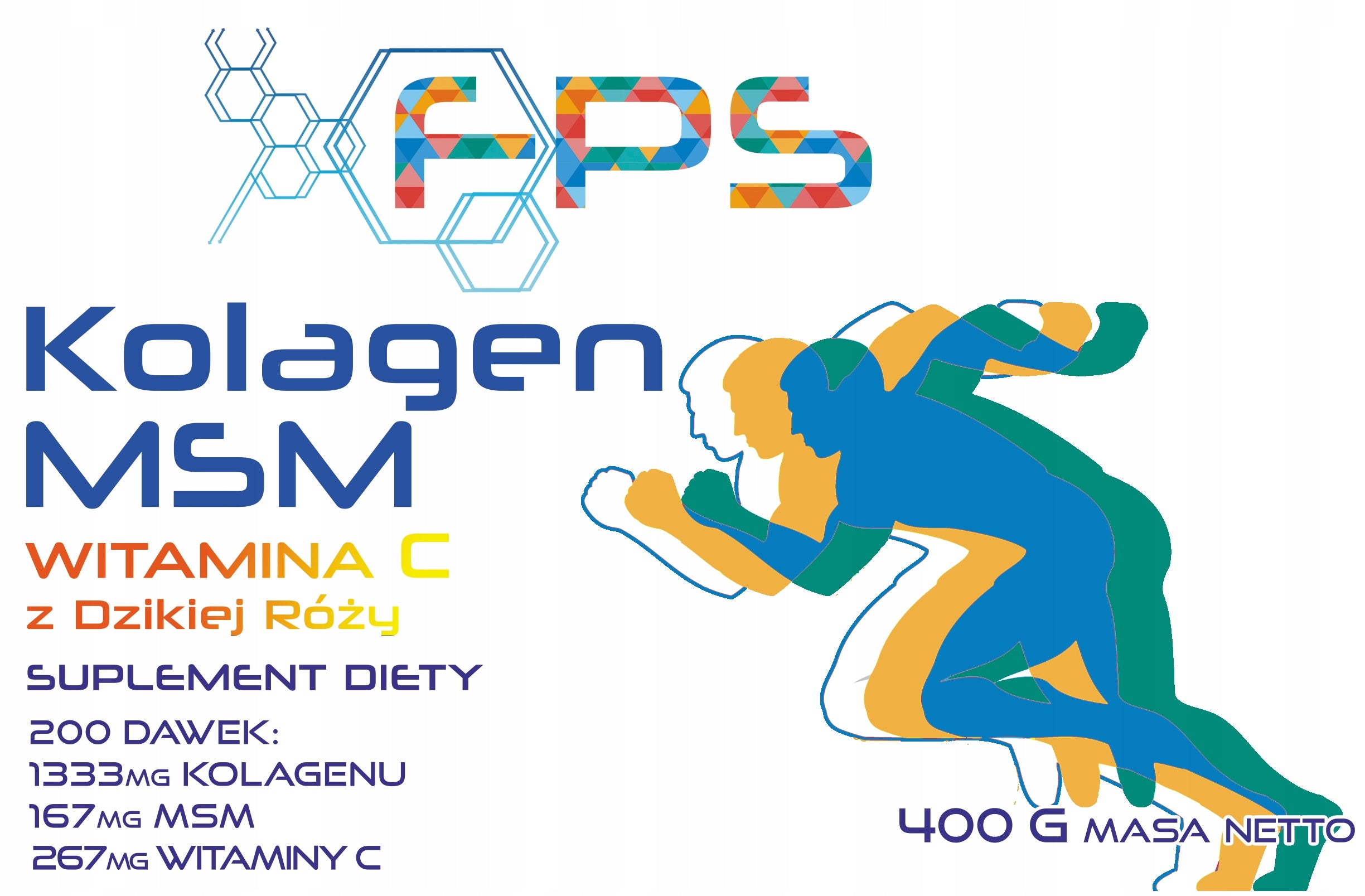 Collagen MSM Vitamin C powder for joints 400g FPS organic sulfur Expiration date at least 1 year from the date of purchase