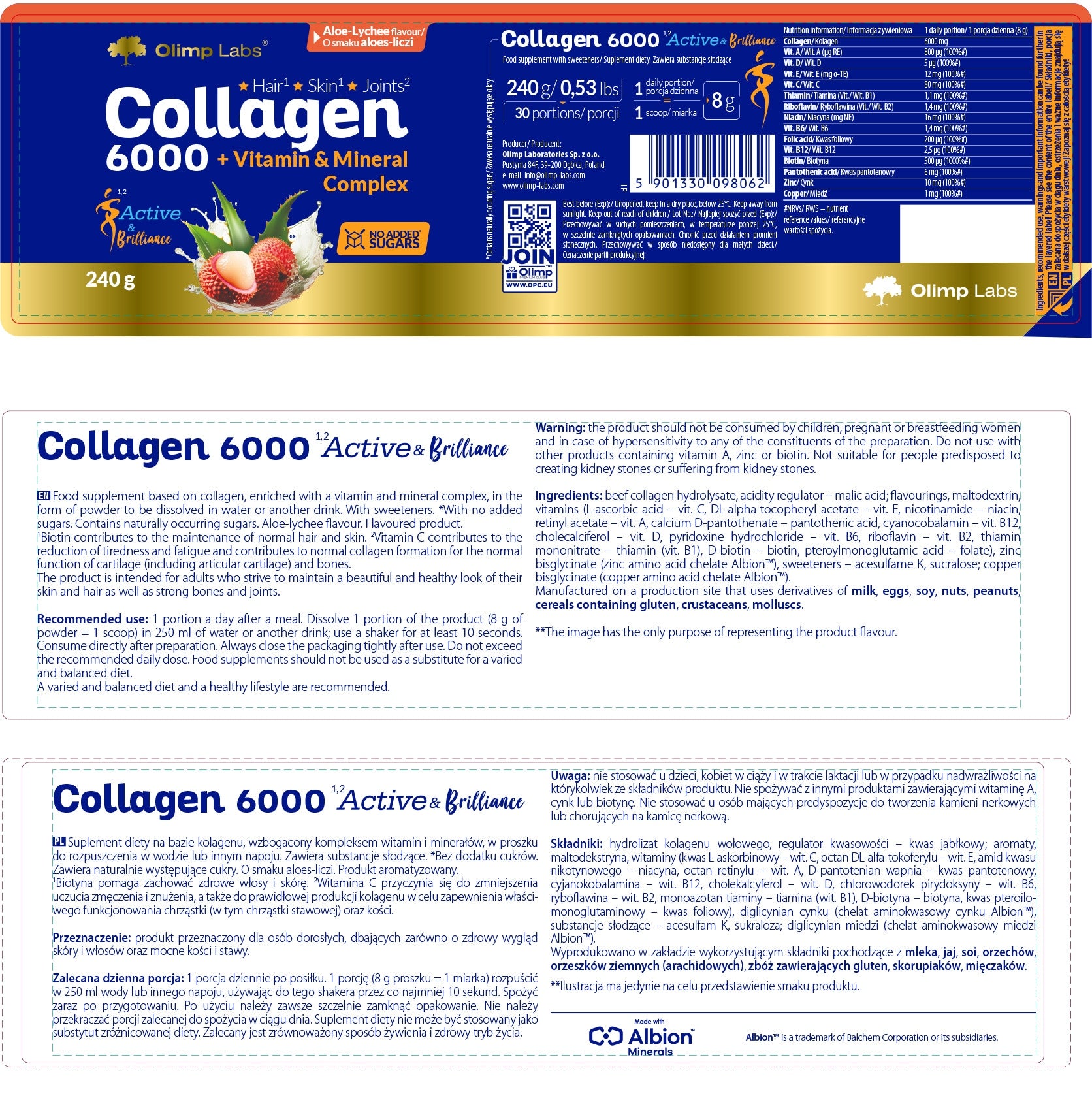 Collagen Olimp Labs 6000 mg aloe-liche powder 240g Brand Olimp Labs