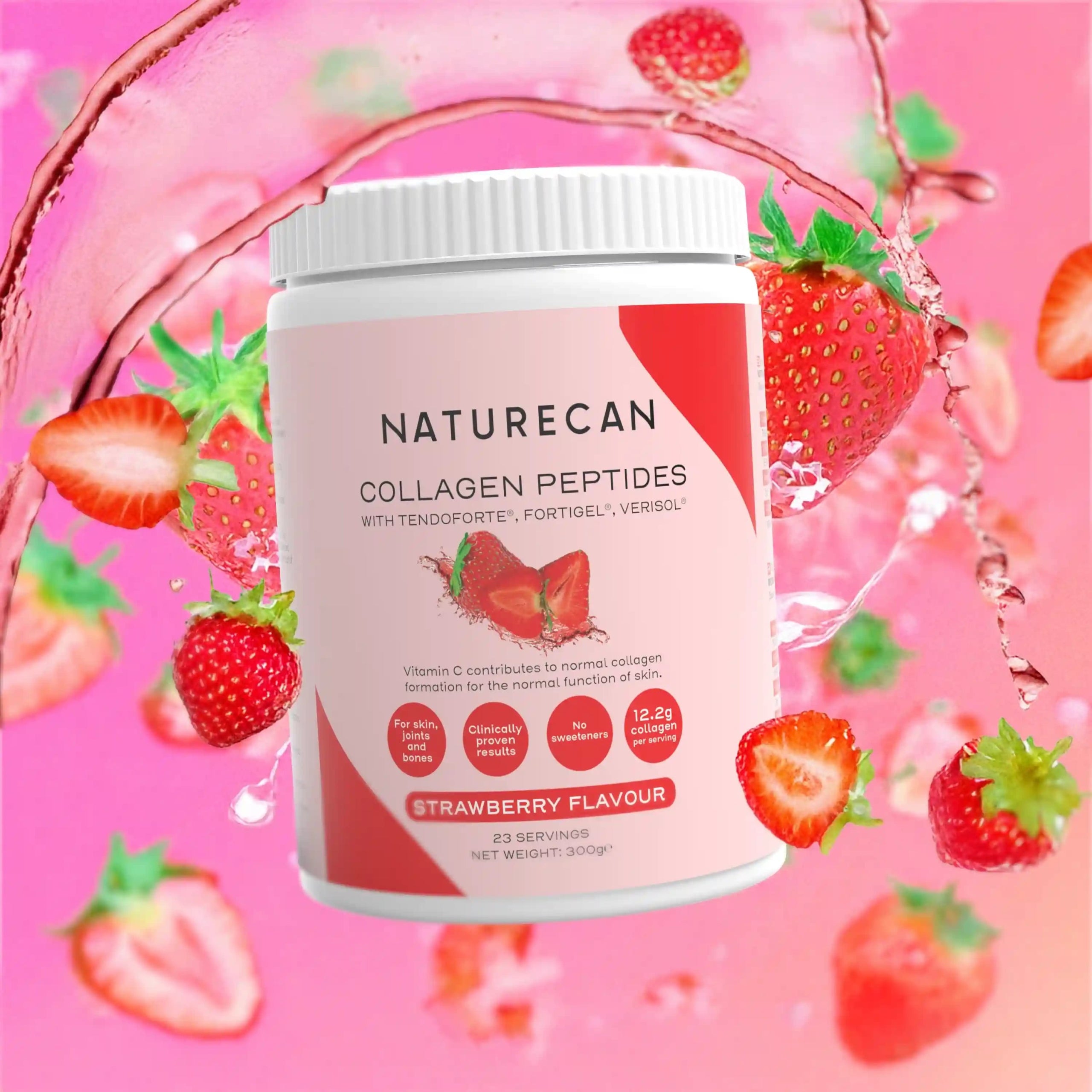 Collagen Peptides Strawberry 600g 12,2g per serving tested CoA Type I III Packaging status original