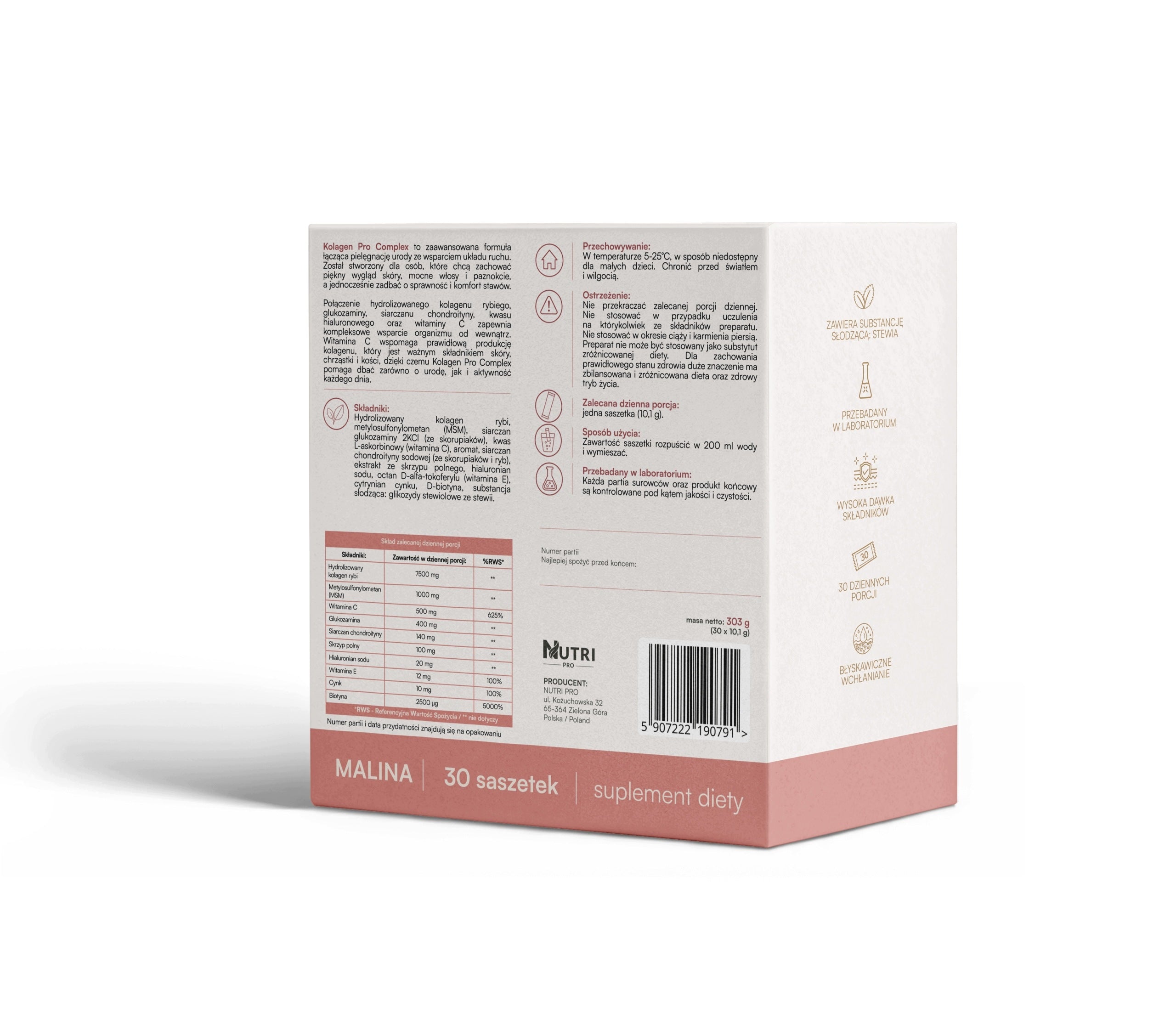 Collagen Pro Fish Joints Hair Nails 30 Raspberry Sachets 7500mg Nature Form sachet
