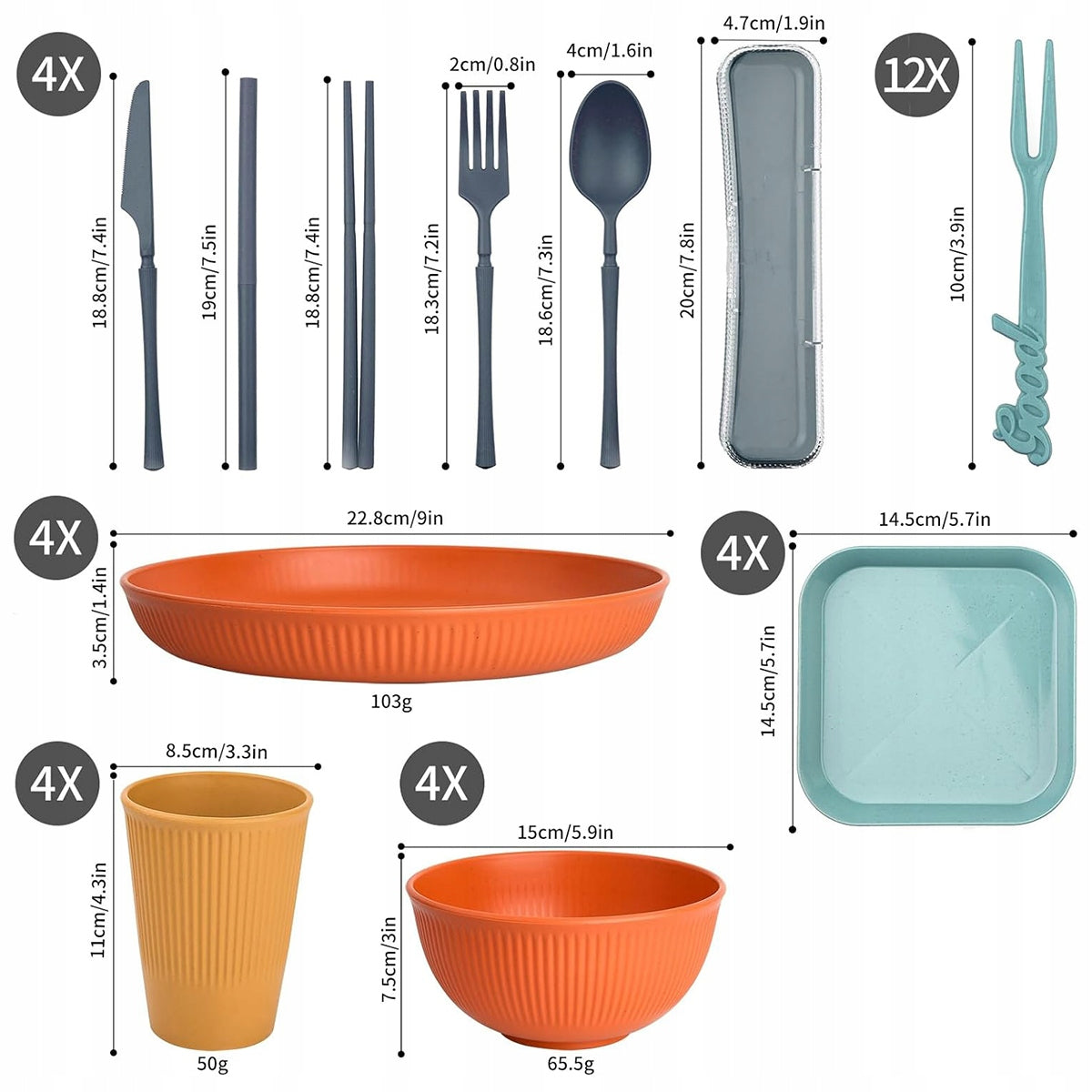 Colorful CAMPING UTENSIL SET 48EL 4 PEOPLE DURABLE CAMPING PLOT Manufacturer code 8581704915330