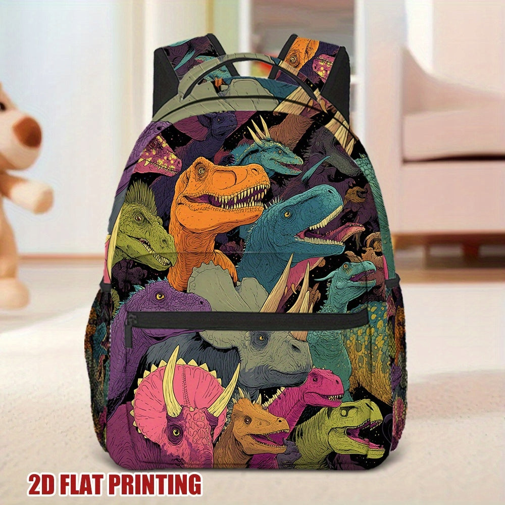 Colorful Dinosaur Collage School Backpack - Stylish and Practical