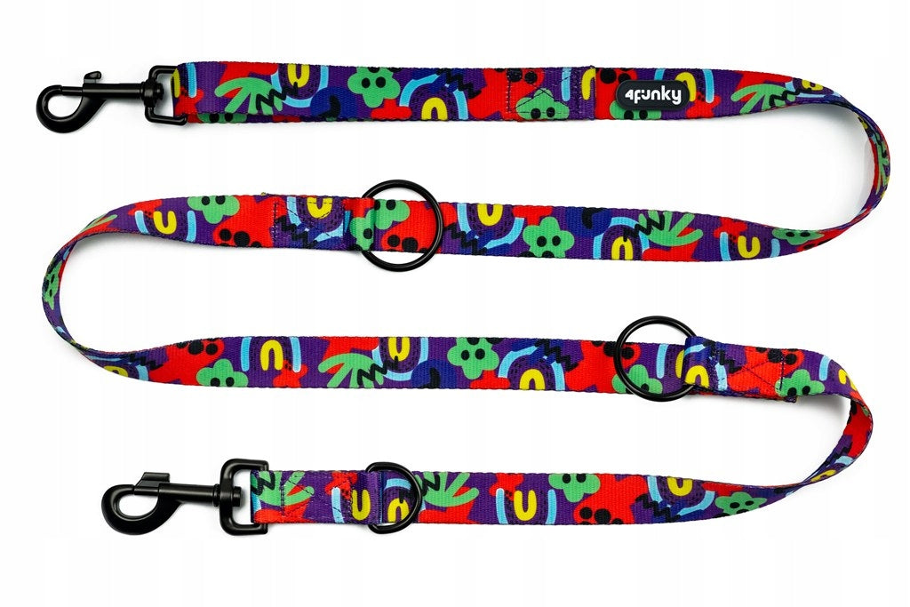 Colorful adjustable leash for dog 4 Funky Neon Bloom 2,5 cm / 300 cm –L/XL Brand no brand